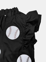 Sequin Baseball Notched Cap Sleeve Mini Dress Black Casual Dresses - Tophatter Daily Deals