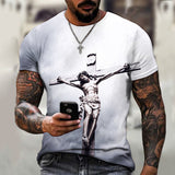 3D Printing Hip Hop Loose Short Sleeve Streetwear Plus Size Men's Knitwear Milky White 0 - Tophatter Daily Deals
