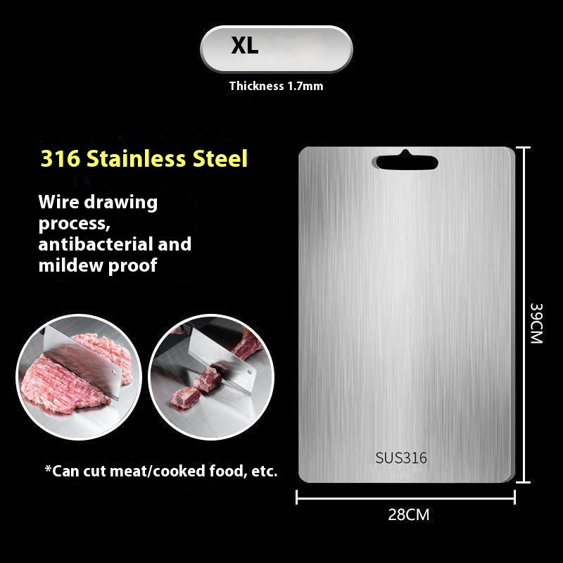 316 Stainless Steel Thickened Cutting Board Oversized Mildew-proof Household Kitchen Panel Rental Dormitory 39x28cm Square 0 - Tophatter Daily Deals