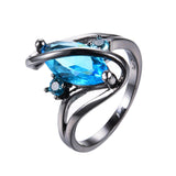 Black Gold S Shaped Zircon High End Diamond Ring For Men Water Blue 0 - Tophatter Daily Deals