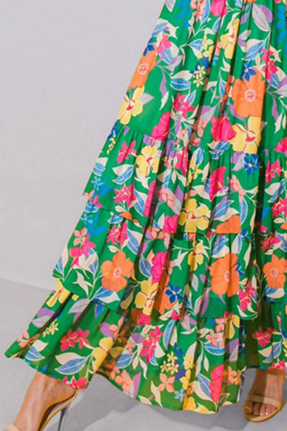 Tiered Ruffled Printed Sleeveless Dress Casual Dresses - Tophatter Daily Deals