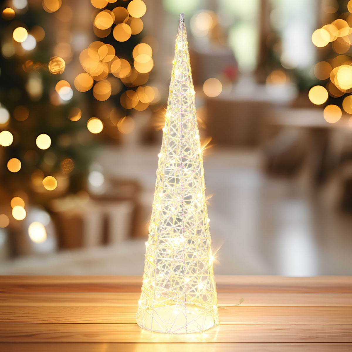 LED Iridescent Cone Light | Light-up Christmas Tree Cone with Timer - 60cm LED Light - Tophatter Daily Deals