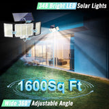 Solar Motion Sensor Security Light with Remote, 348 LED 3 Head Solar Outdoor Lights - Tophatter Daily Deals