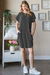 Heimish Full Size Ribbed Round Neck Short Sleeve Tee Dress Casual Dresses - Tophatter Daily Deals