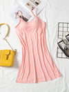 Round Neck Spaghetti Strap Cami Dress with Bra Blush Pink Casual Dresses - Tophatter Daily Deals