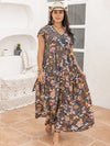 Plus Size Ruffled Printed Cap Sleeve Dress Multicolor Casual Dresses - Tophatter Daily Deals