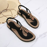 Bohemian Wooden Bead Woven Plus Size Flat Shoes Black 0 - Tophatter Daily Deals