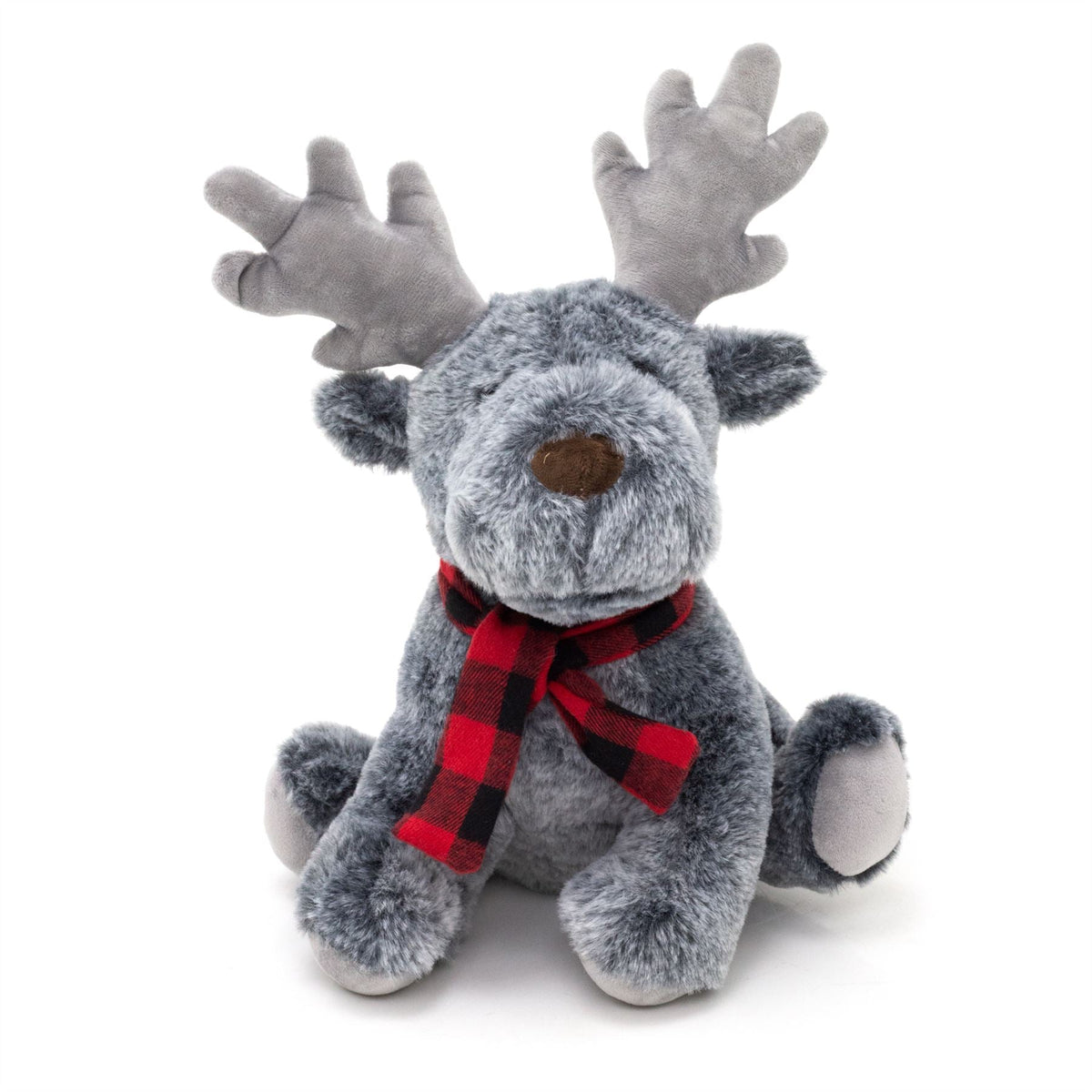 Alfie Reindeer Doorstop | Christmas Door Stop with Antlers & Checkered Scarf Doorstop - Tophatter Daily Deals