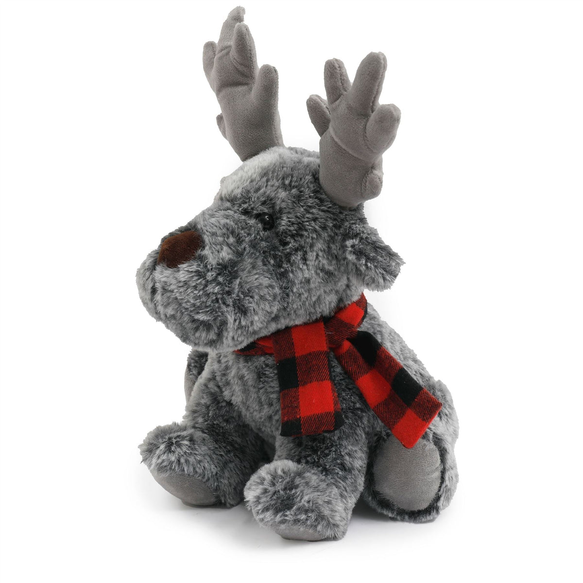 Alfie Reindeer Doorstop | Christmas Door Stop with Antlers & Checkered Scarf Doorstop - Tophatter Daily Deals