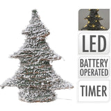 Snow Topped Mini Artificial Christmas Tree Light | Xmas Tree Decoration With 20 Led Lights Battery Operated | Christmas Tree Ornament - 40cm Ornament - Tophatter Daily Deals