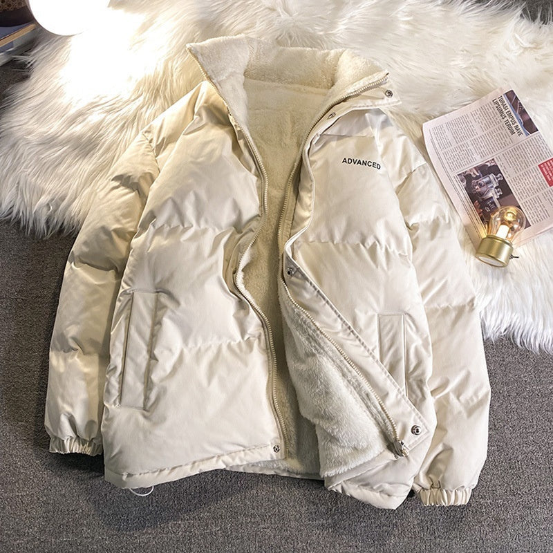 Warm Relaxed Women’s Puffer Jacket - Oversized Fleece Winter Beige 3D Changing Face Moving Picture Frame - Tophatter Daily Deals