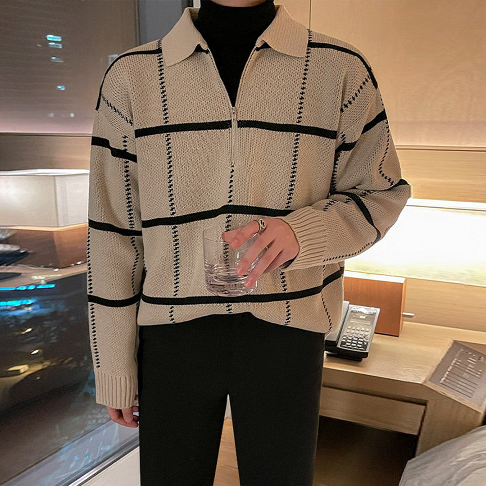Oversized Men's Knit Polo - Checked Lapel, Open Knit 3D Changing Face Moving Picture Frame - Tophatter Daily Deals