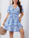 Plus Size Surplice Flutter Sleeve Mini Dress Casual Dresses - Tophatter Daily Deals