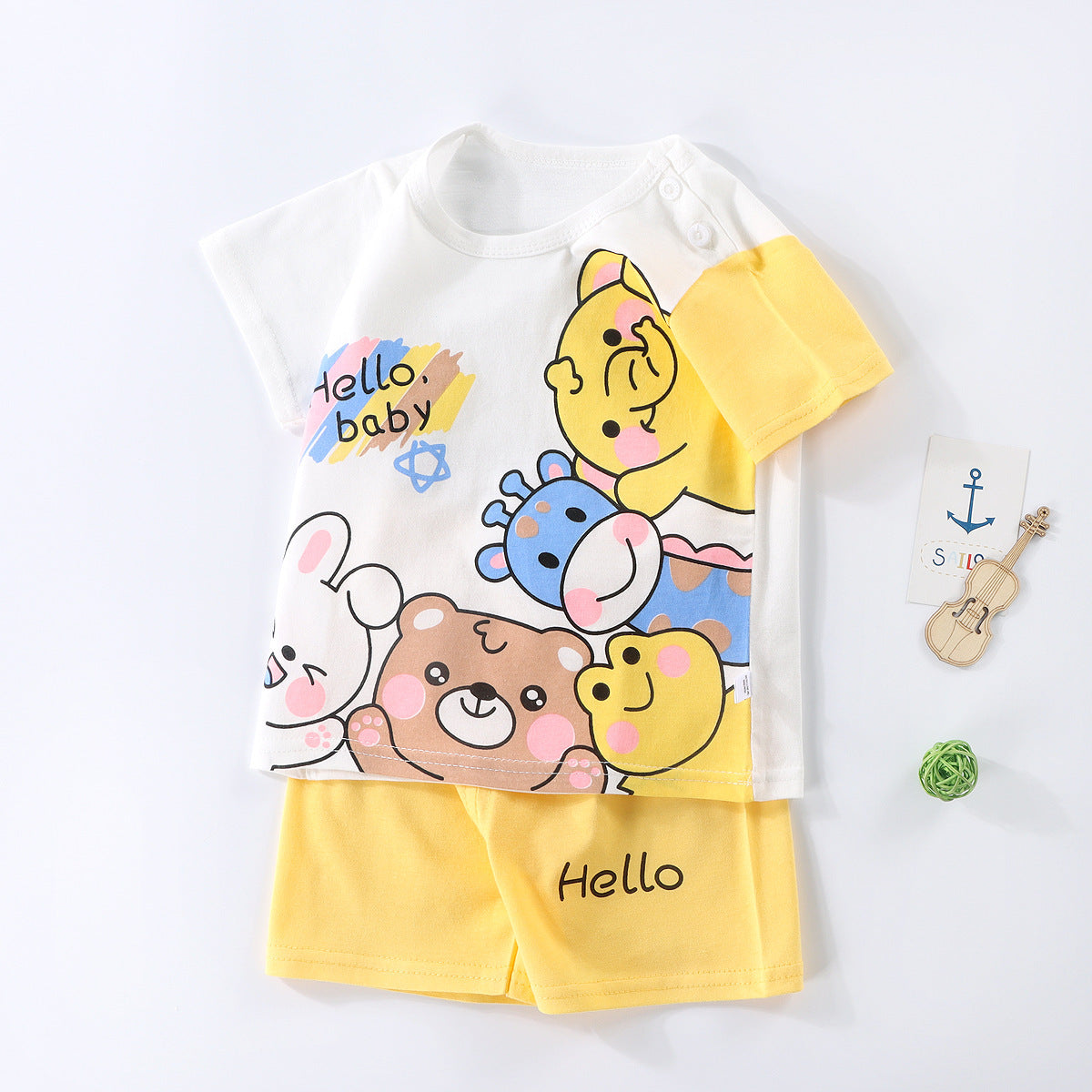 Boys And Girls Summer T-shirt Half Sleeve Suit Shorts Thin Animal Combination 0 - Tophatter Daily Deals