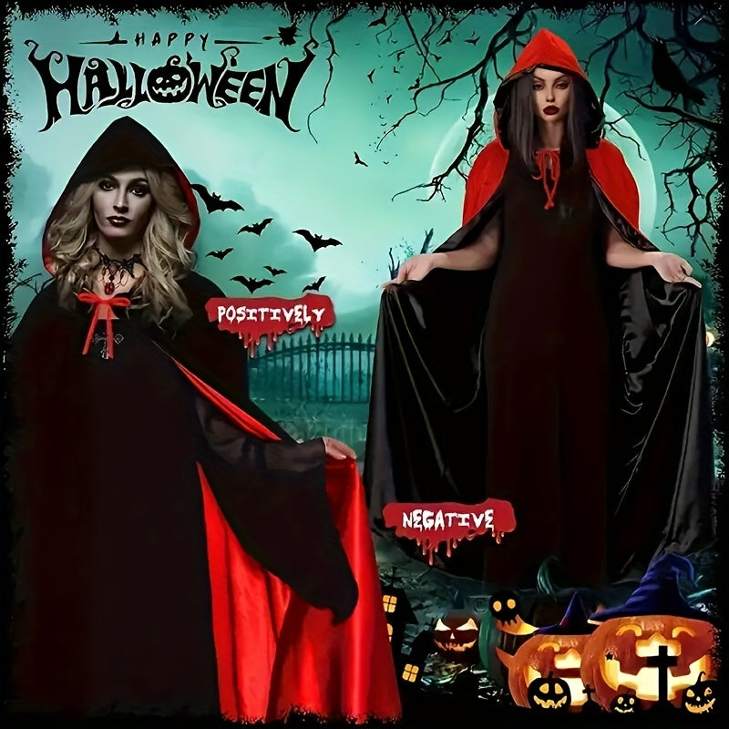 Halloween Vampire Cape Set with Necklace Earrings Hood Halloween - Tophatter Daily Deals