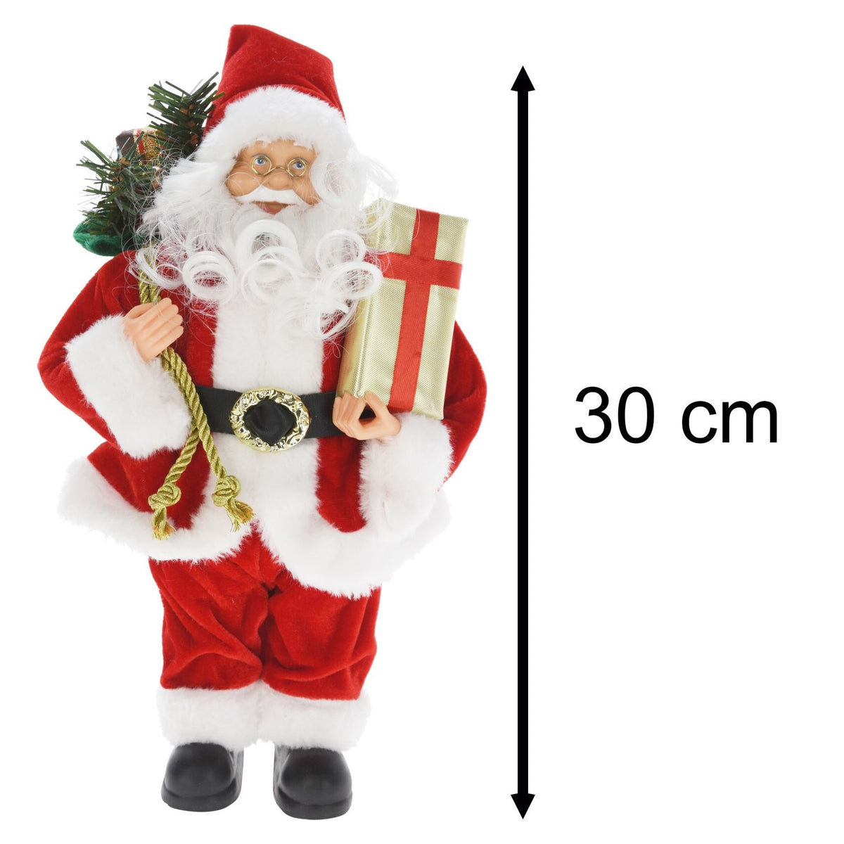 Traditional Red Father Christmas Figure | Standing Santa Claus Ornament - 30cm Ornament - Tophatter Daily Deals