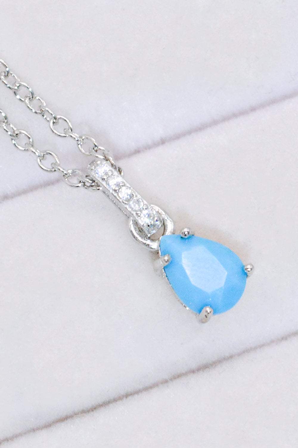 Teardrop Turquoise 4-Prong Pendant Necklace Necklaces - Tophatter Daily Deals