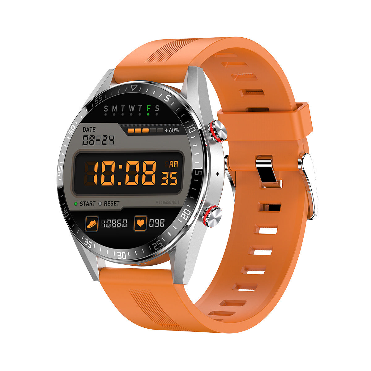 Bluetooth Call Smart Watch Music Heart Rate Blood Pressure Always Bright Screen Silver Orange Glue 0 - Tophatter Daily Deals