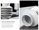 Black And White Striped Ceramic Vase Light Luxury Modern Home 0 - Tophatter Daily Deals