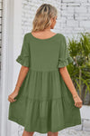 V-Neck Flounce Sleeve Tiered Dress Casual Dresses - Tophatter Daily Deals