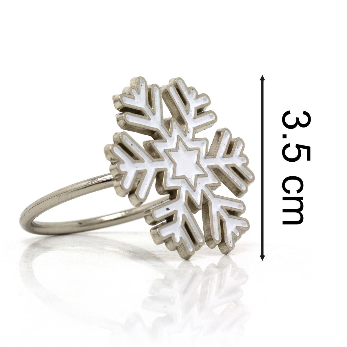Set of 4 Silver White Festive Napkin Holders | Snowflake Christmas Napkin Rings Napkin Rings - Tophatter Daily Deals