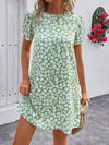 Floral Round Neck Petal Sleeve Mini Dress Casual Dresses - Tophatter Daily Deals