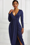 High-low Ruched Surplice Long Sleeve Dress Cocktail Dresses - Tophatter Daily Deals
