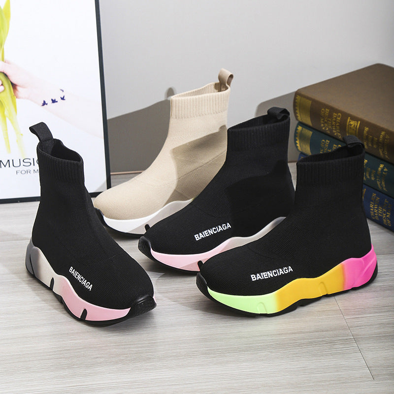 Black Sock Boots For Women Platform Shoes 4 - Tophatter Daily Deals