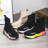 Black Sock Boots For Women Platform Shoes 4 - Tophatter Daily Deals