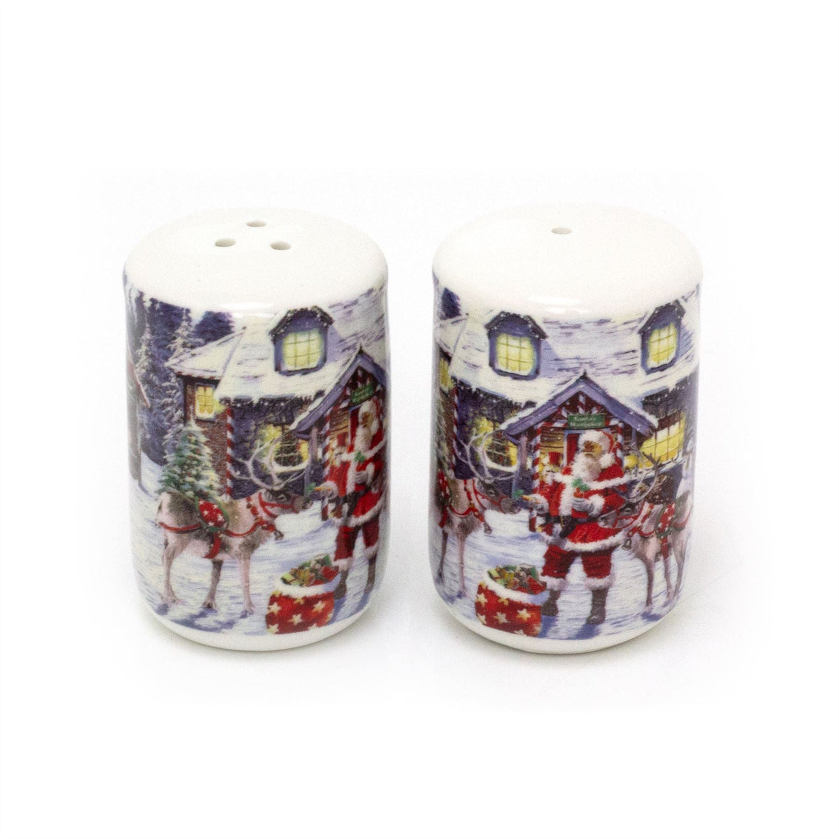 Santa Workshop Christmas Salt and Pepper Pots | Festive Salt & Pepper Set Salt and Pepper Shakers - Tophatter Daily Deals