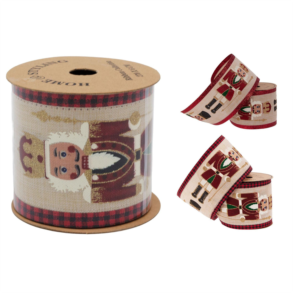 Luxury Nutcracker Wired Christmas Ribbon | Festive Ribbon Gift Wrapping & Craft Tree Decoration - Tophatter Daily Deals