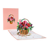 3D PopUp Flower Bouquet Cards Gifts Anniversary PopUp Mom Floral Bouquet Wife Invitation Card Greeting Cards Mothers Day Cards Postcard B basket of carnations 0 - Tophatter Daily Deals