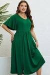 Flutter Sleeve Round Neck Dress Casual Dresses - Tophatter Daily Deals