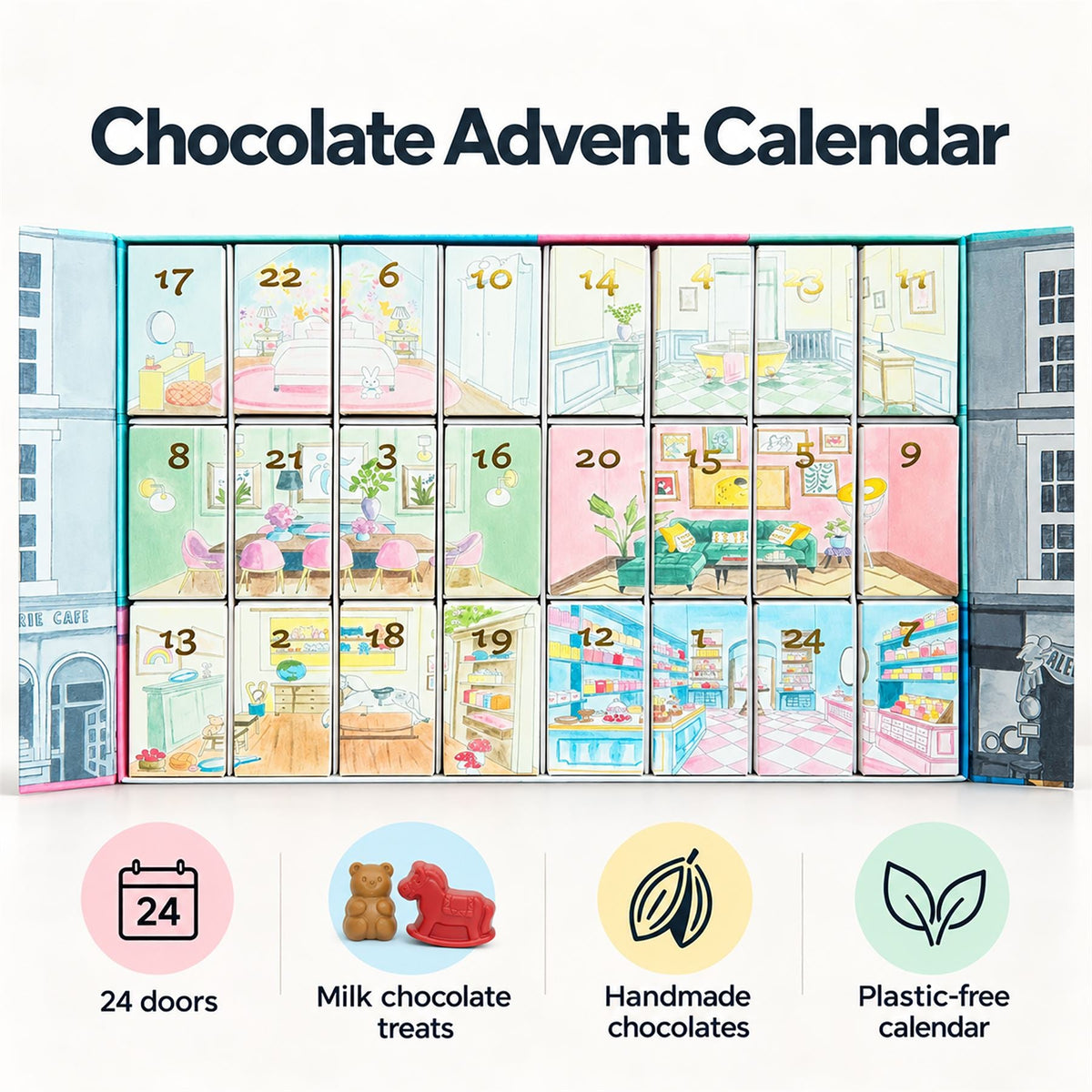 Portobello Chocolate Christmas Advent Calendar, Luxury Handmade Melt Chocolates Advent Calendar - Tophatter Daily Deals