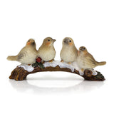 Festive Snowbirds on a Branch | 4 Bird Christmas Wildlife Ornament Figurine Ornament - Tophatter Daily Deals