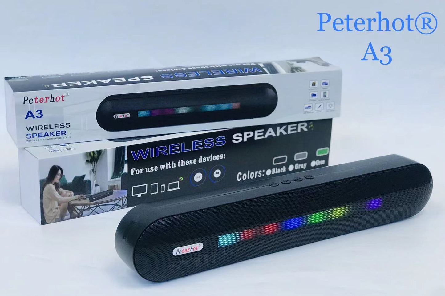 Bluetooth Speaker With Long LED Breathing Light Black USB 0 - Tophatter Daily Deals