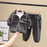 Boys Spring Clothing New Clothes Fashionable Handsome Children's Clothing Black 0 - Tophatter Daily Deals