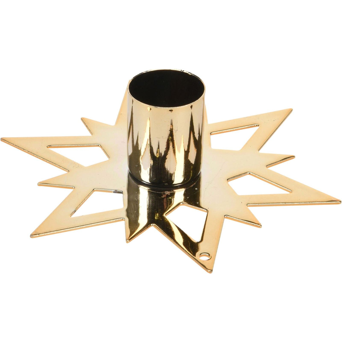 Gold Metal Christmas Candlestick | Festive Snowflake Candle Holder - 11cm Candlestick - Tophatter Daily Deals