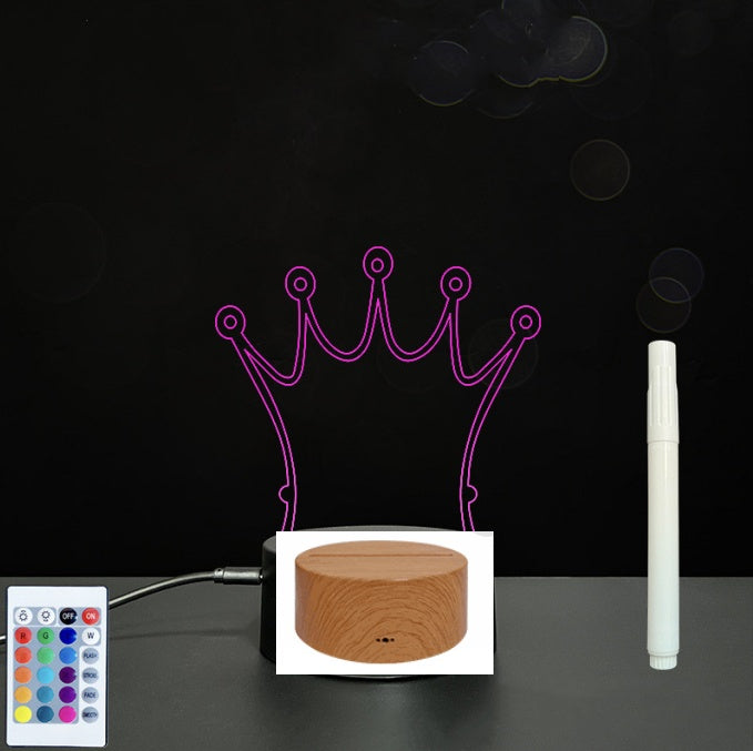 3D Acrylic Board Handwriting Message Board LED Light Style5 Wood grain B 0 - Tophatter Daily Deals