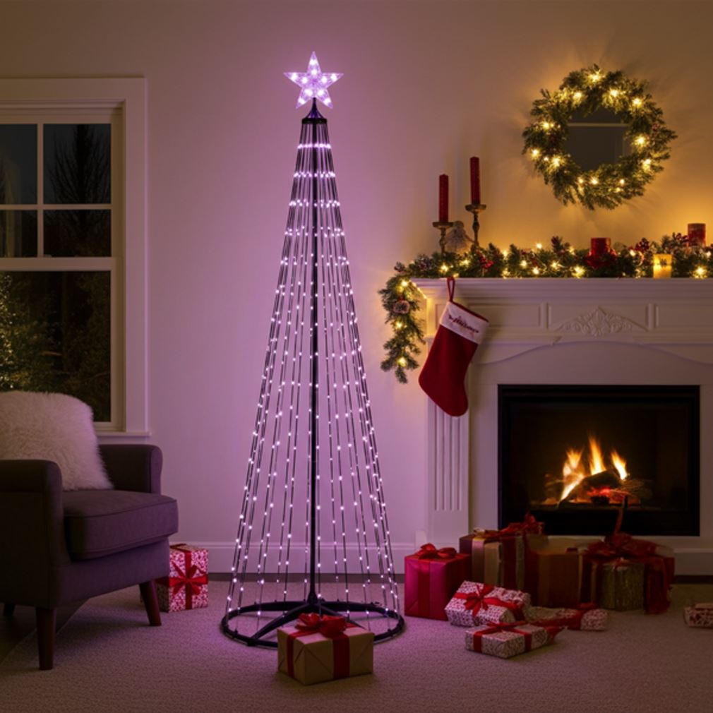 Multicolour LED Christmas Tree | Colour Changing Tree 370 RGB Lights UK Plug LED Light - Tophatter Daily Deals