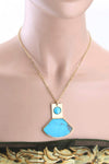 18K Gold Plated Turquoise Pendant Necklace Necklaces - Tophatter Daily Deals