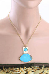 18K Gold Plated Turquoise Pendant Necklace Necklaces - Tophatter Daily Deals
