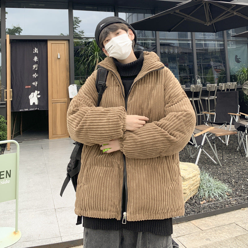 Warm Relaxed Men's Coat - Stand Collar, Corduroy, Winter 3D Changing Face Moving Picture Frame - Tophatter Daily Deals