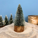 Snowy Green Mini Bottle Brush Christmas Tree | Snow-Flocked Pine Tree - 15cm Ornament - Tophatter Daily Deals