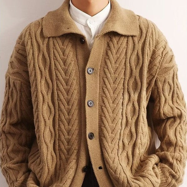 Warm Relaxed Men's Cardigan - Cable Twist Knit, For Fall 3D Changing Face Moving Picture Frame - Tophatter Daily Deals