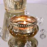 Gold Mercury Effect Glass Tealight Holder | Gold Speckled Tealight Holder | Glass Candle Holder Ribbed Candle Pot Candle Holder - Tophatter Daily Deals