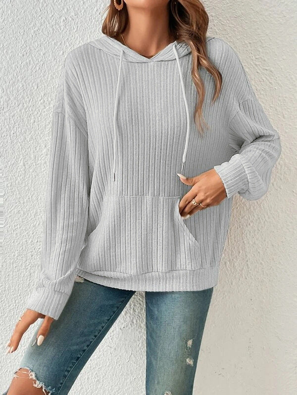 Soft Relaxed Women's Hooded Pullover - Ribbed Knit, Casual 3D Changing Face Moving Picture Frame - Tophatter Daily Deals