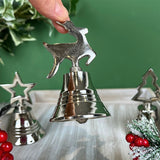 Mini Silver Nickel Christmas Bell | Small Hand Bell Dinner & Service Bell - 10cm Bell - Tophatter Daily Deals
