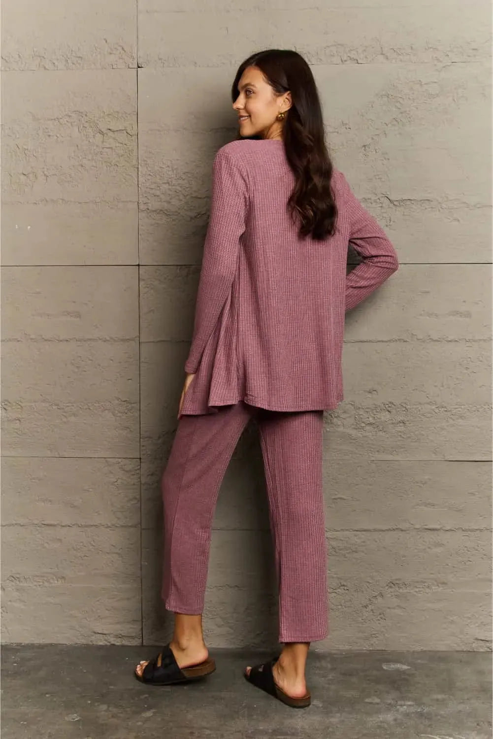 Ninexis Full Size Cropped Top, Long Pants and Cardigan Lounge Set Loungewear Sets - Tophatter Daily Deals