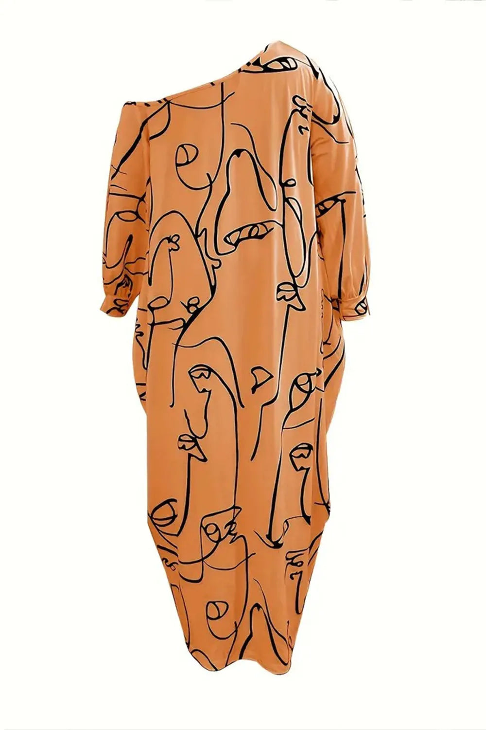 Printed Single Shoulder Lantern Sleeve Maxi Dress Casual Dresses - Tophatter Daily Deals